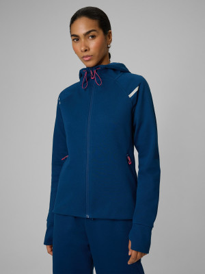 4F Bluza dresowa slim z kapturem damska - turkusowa