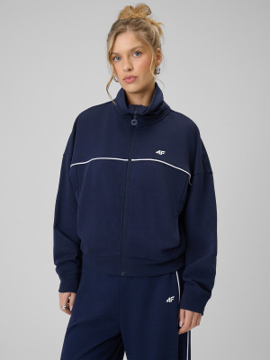 4F Bluza dresowa regular bez kaptura damska - granatowa