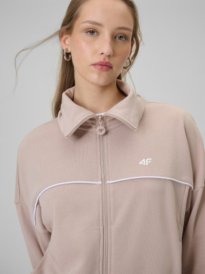 4F Bluza dresowa regular bez kaptura damska - beżowa