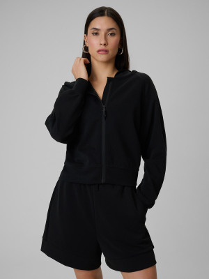 4F Bluza dresowa regular z modalem damska - czarna