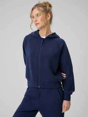 4F Bluza dresowa regular z modalem damska - granatowa