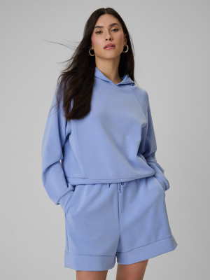 4F Bluza dresowa regular z kapturem damska - granatowa