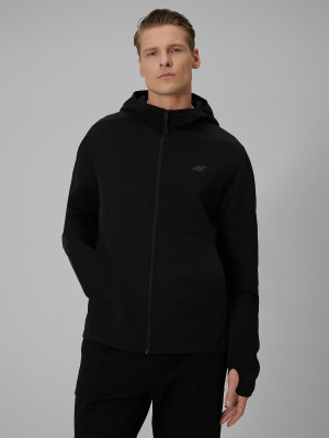 4F Bluza dresowa regular z kapturem męska - czarna