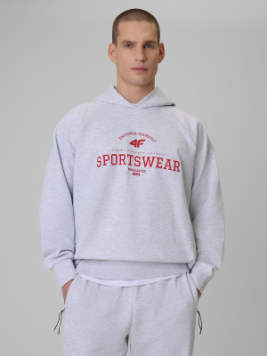 4F Bluza dresowa loose z kapturem męska - szara
