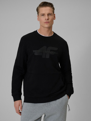 4F Bluza dresowa regular bez kaptura męska - czarna
