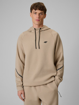 4F Bluza dresowa regular z kapturem męska - beżowa