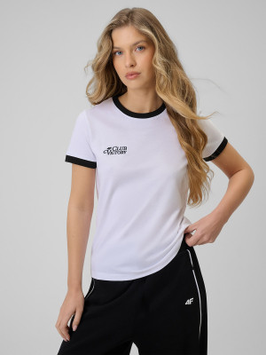 4F T-shirt regular z nadrukiem damski - biały