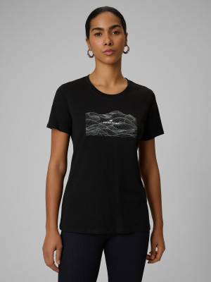 4F T-shirt regular z nadrukiem damski - czarny