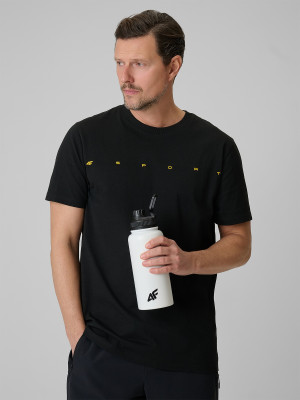 4F T-shirt regular z nadrukiem męski - czarny