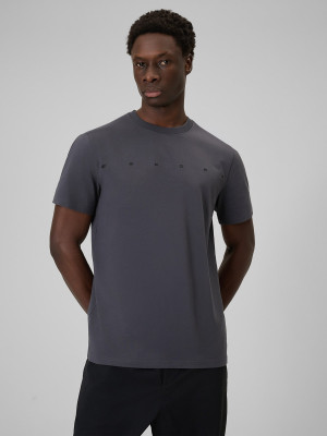 4F T-shirt regular z nadrukiem męski - szary