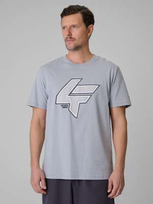 4F T-shirt regular z nadrukiem męski - szara