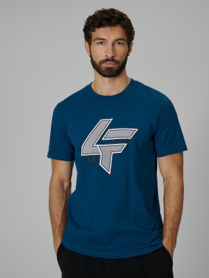 4F T-shirt regular z nadrukiem męski - turkusowa