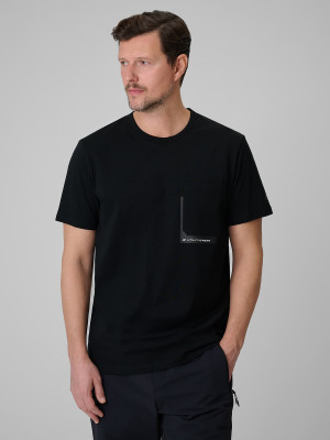 4F T-shirt regular z nadrukiem męski - czarny