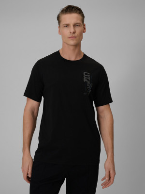 4F T-shirt regular z nadrukiem męski - czarny