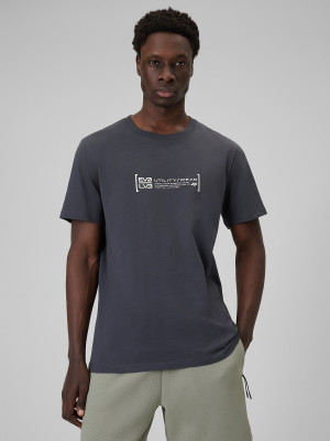 4F T-shirt regular z nadrukiem męski - szary