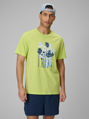 4F T-shirt regular z nadrukiem męski - zielony