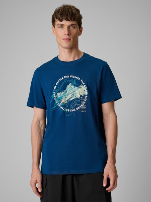 4F T-shirt regular z nadrukiem męski - turkusowy