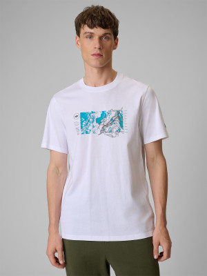 4F T-shirt regular z nadrukiem męski - biały