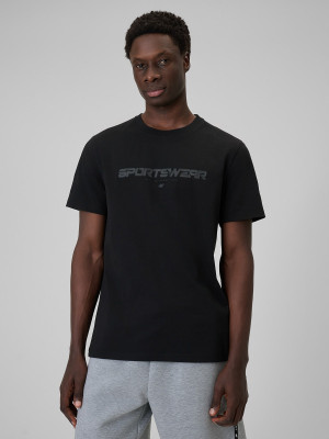 4F T-shirt regular z nadrukiem męski - czarny