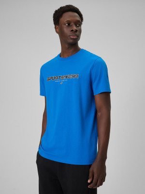 4F T-shirt regular z nadrukiem męski - niebieski