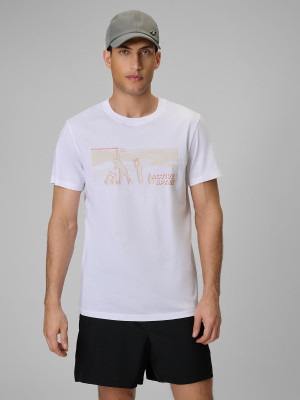4F T-shirt reagular z nadrukiem męski - biały