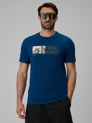 4F T-shirt regular z nadrukiem męski - granatowy