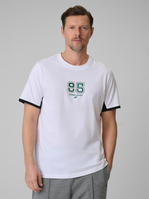4F T-shirt regular z nadrukiem męski - biały