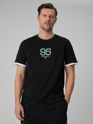 4F T-shirt regular z nadrukiem męski - czarny