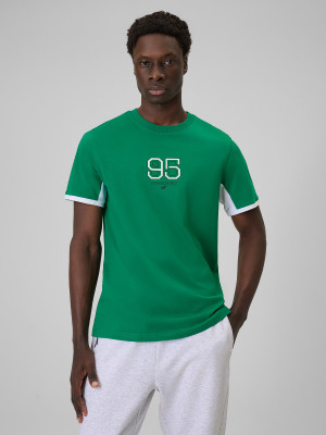4F T-shirt regular z nadrukiem męski - zielony