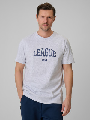 4F T-shirt regular z nadrukiem męski - szary