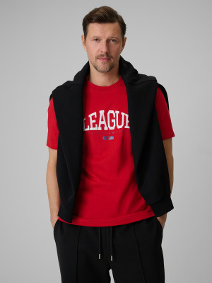 4F T-shirt regular z nadrukiem męski - czerwony