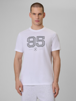 4F T-shirt regular z nadrukiem męski - biały