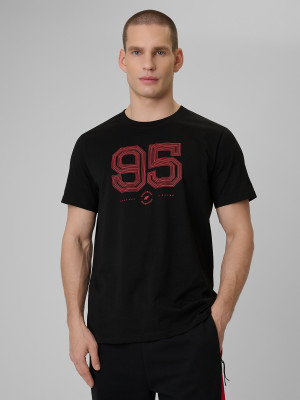 4F T-shirt regular z nadrukiem męski - czarny