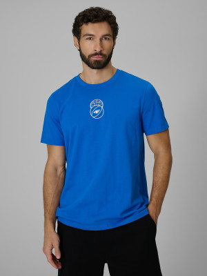 4F T-shirt regular z nadrukiem męski - niebieski