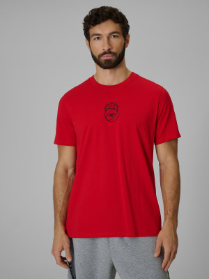 4F T-shirt regular z nadrukiem męski - czerwony