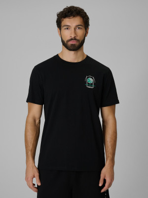4F T-shirt regular z nadrukiem męski - czarny