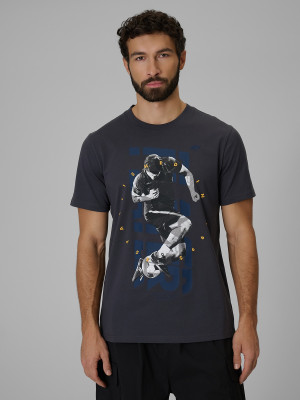 4F T-shirt regular z nadrukiem męski - szary
