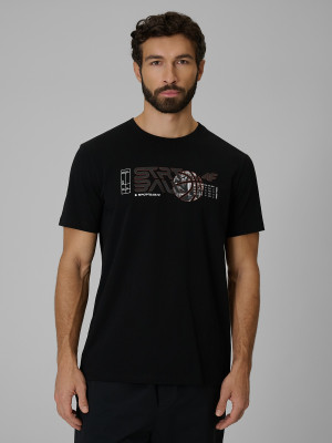 4F T-shirt regular z nadrukiem męski - czarny
