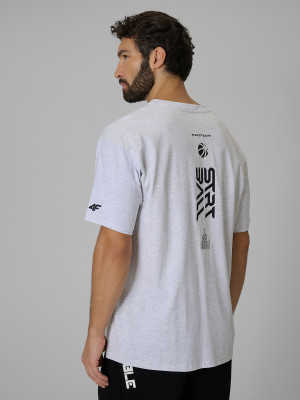 4F T-shirt loose z nadrukiem męski - szary