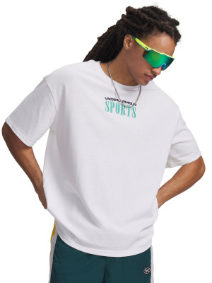 Under Armour T-shirt z haftem Under Armour Heavyweight Sports męski - biały