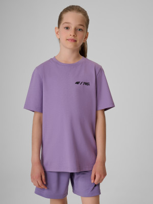 4F T-shirt regular z nadrukiem dziecięcy 4F JUNIOR x Robert Lewandowski - fioletowy
