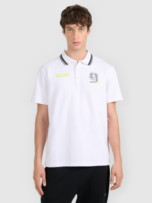 4F Koszulka polo regular męska 4F x Robert Lewandowski - biała