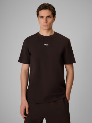 4F T-shirt regular gładki męski 4F | Robert Lewandowski - brązowy
