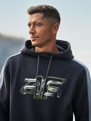 4F Bluza dresowa nierozpinana z kapturem męska 4F x Robert Lewandowski - szary
