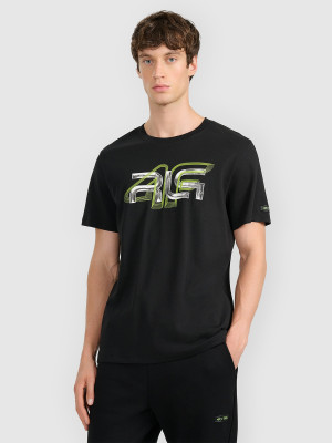 4F T-shirt regular z nadrukiem męski 4F x Robert Lewandowski - czarny