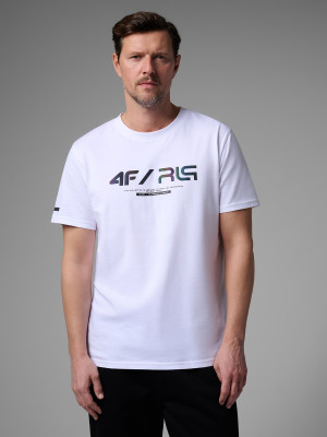 4F T-shirt regular z nadrukiem męski 4F x Robert Lewandowski - biały