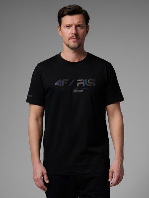 4F T-shirt regular z nadrukiem męski 4F x Robert Lewandowski - czarny