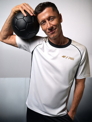 4F Koszulka treningowa szybkoschnąca męska 4F | Robert Lewandowski - biała