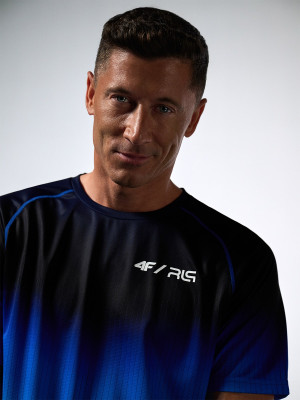 4F Koszulka treningowa szybkoschnąca męska 4F x Robert Lewandowski - granatowa