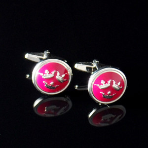 Slipskungen Manschettknappar Tre Kronor silver/cerise